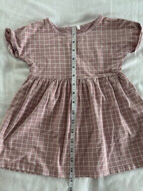 Pouf Baby Girls Short Sleeve Grid Dress Pink and White Size 2
